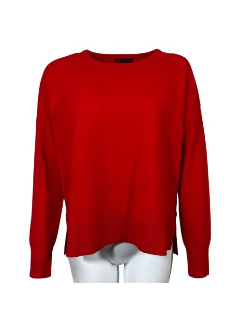 MAGLIA GIROCOLLO DONNA TAGLIO ASIMMETRICO SPACCHI LATERALI  ROSSA ESSENTIEL STUDIO | LMD036ROSSO